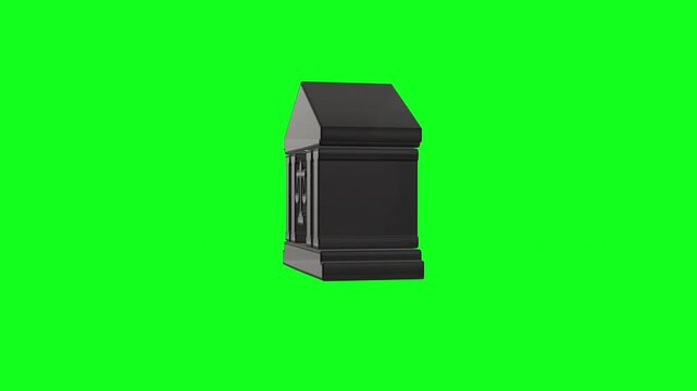 Animated courthouse icon rotating on green screen background