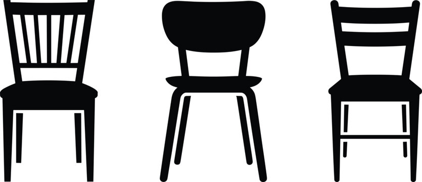 Chair silhouette set vector illustration with different seating styles black solid icons for furniture design and interior concepts