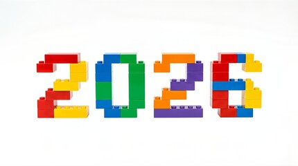 Fototapeta premium Bright blocks form the year 2026 against a white background.