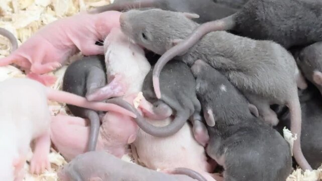 Baby rats stacked up in a pile 4k