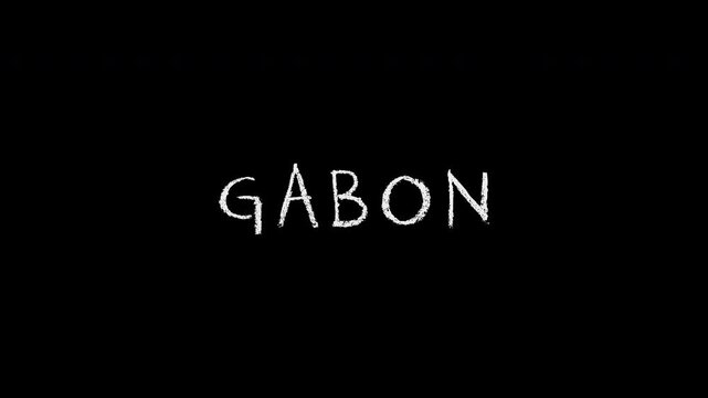 Gabon country name handwriting animation on blackboard