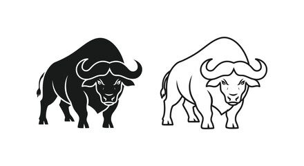 Fototapeta premium African Buffalo Silhouettes Design Guide Vector