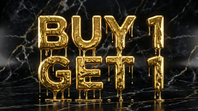 Buy One Get One Free Golden Typography for End of Financial Year EOFY Sale Discount Offer Retail Promotion Campaign and Marketing Design