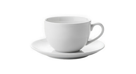 Obraz premium White ceramic coffee cup and saucer isolated on transparent background