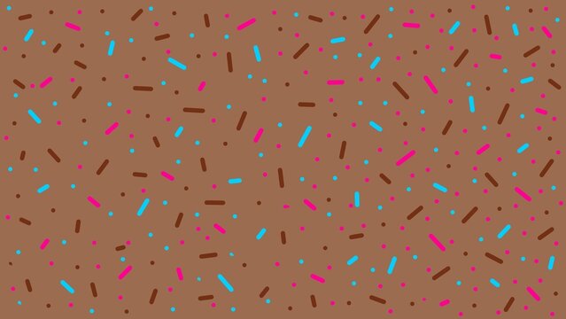 Chocolate donut glaze with colorful sprinkles seamless pattern. Sweet dessert topping vector background texture.
