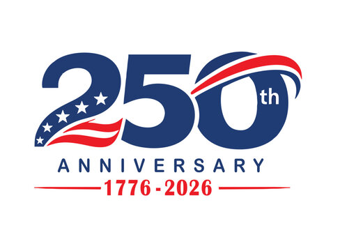 Minimalist Patriotic America SVG PNG, 250 Years of Freedom 1776&ndash;2026, USA 250th Anniversary Design for Independence Day 4th of July Vector.