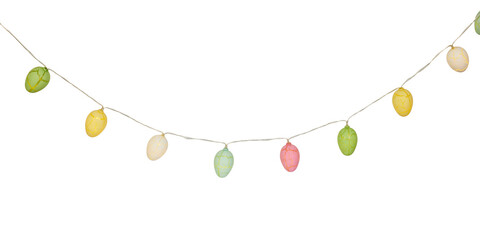 hanging easter eggs garland isolated on white or transparent png © David Kreuzberg