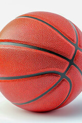 Fototapeta premium A detailed view of a basketball on a white background, suitable for sports-themed projects or illustrations. vertical frame