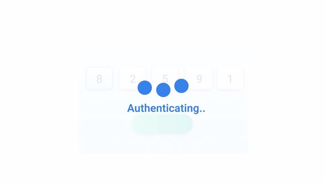 Looping authenticating animation with loading dots on transparent background, ideal for UI overlay, login authentication feedback, and secure digital interface elements.