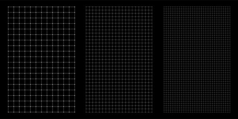 Plakat Seamless square blueprint grid texture, different mesh density set, grid intersection of lines with points, checker millimeter design with architect gird, science drawing and architecture draft