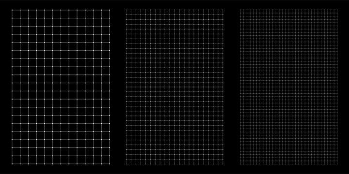 Seamless square blueprint grid texture, different mesh density set, grid intersection of lines with points, checker millimeter design with architect gird, science drawing and architecture draft