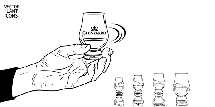 Whiskey Neat Glencairn Glass Silhouette