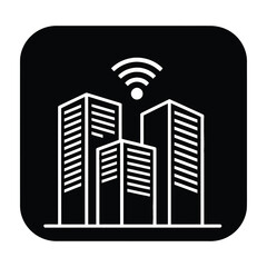Obraz premium Cityscape with WiFi signal icon smart buildings connected technology