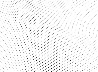 Naklejka premium Grunge halftone texture with irregular dots and distorted waves.