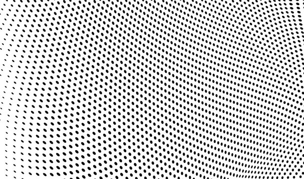 Grunge halftone texture with irregular dots and distorted waves.