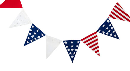 Fototapeta premium A colorful American flag banner on a transparent background for patriotic celebrations