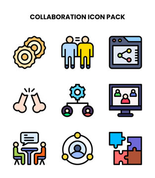 Collaboration Lineal Color Graphics Icons Pack
