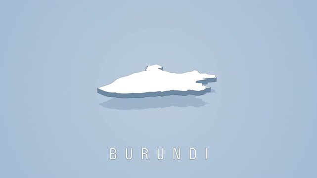 Burundi country map rotating in 3d animation