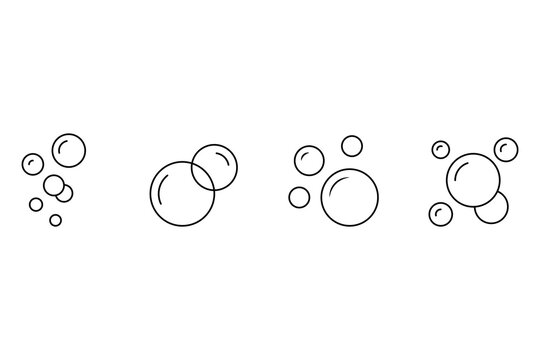 Soap bubbles vector icon set featuring round water droplets foam spheres or air balls for washing cleaning and fresh hygiene.