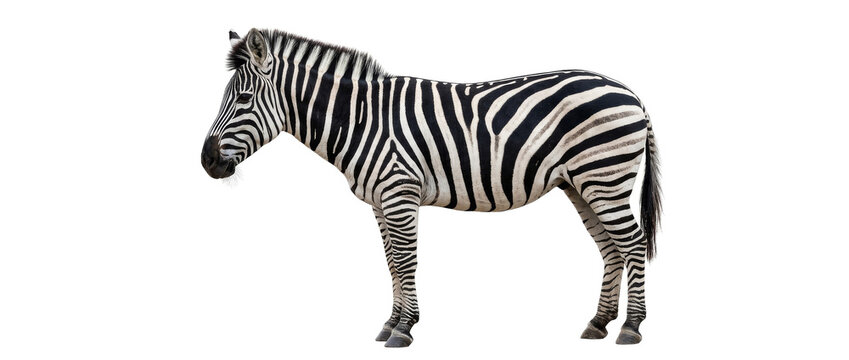 Zebra standing on white background with wildlife