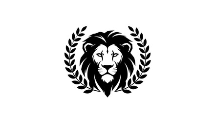 Obraz premium Majestic Lion Head with Laurel Wreath Emblem.
