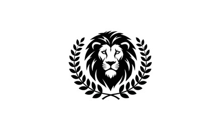 Obraz premium Majestic Lion Head with Laurel Wreath Emblem.