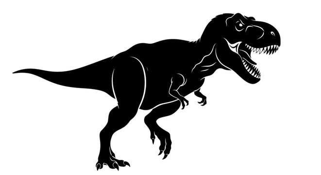 Majestic Tyrannosaurus Rex silhouette roaring with powerful presence.