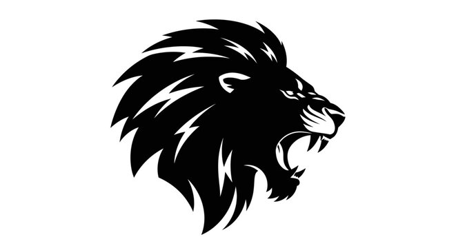Roaring Lion Head Silhouette Vector Illustration.