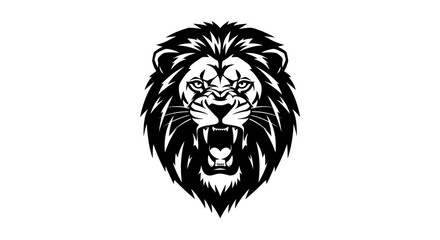 Obraz premium Roaring lion head vector illustration, a powerful and majestic symbol of strength and courage, perfect for various design projects.