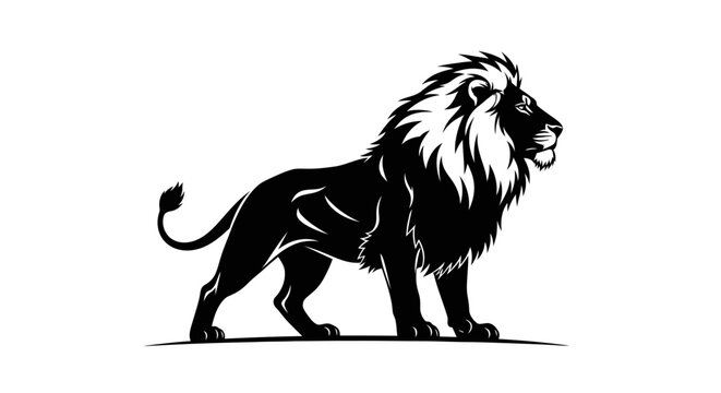 Majestic Lion Silhouette Standing Proudly, a Symbol of Strength and Royalty.