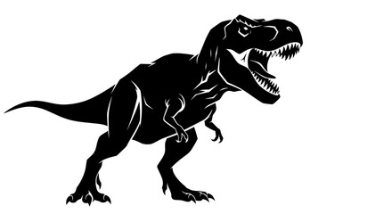 Powerful Tyrannosaurus Rex Silhouette Roaring Prehistoric Predator. © Ernima