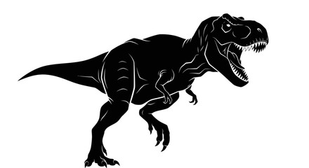 Powerful Tyrannosaurus Rex Silhouette Roaring with Ferocity. © Ernima
