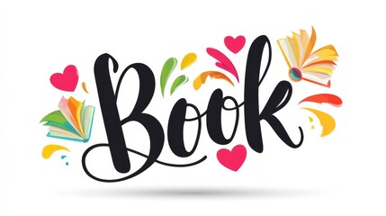 Fototapeta premium Vibrant world book day Brightly colored books burst open with joyful energy. Cursive lettering spells 