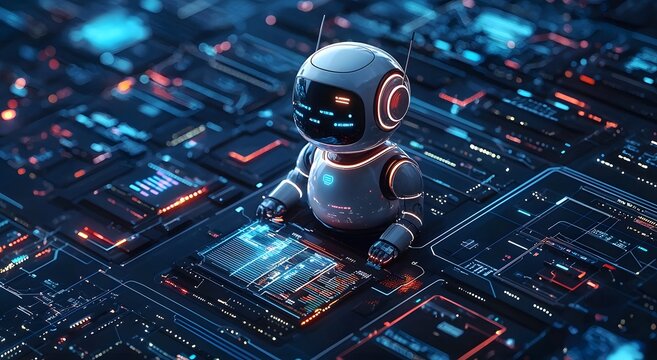 AI automation robot using futuristic data dashboard cyber technology photo