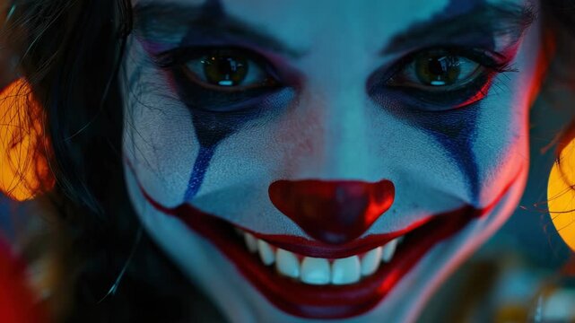 Male character with painted face and dramatic grin, resembling a clown or joker persona.