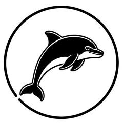 Obraz premium Dolphin Line Icon on Black Background