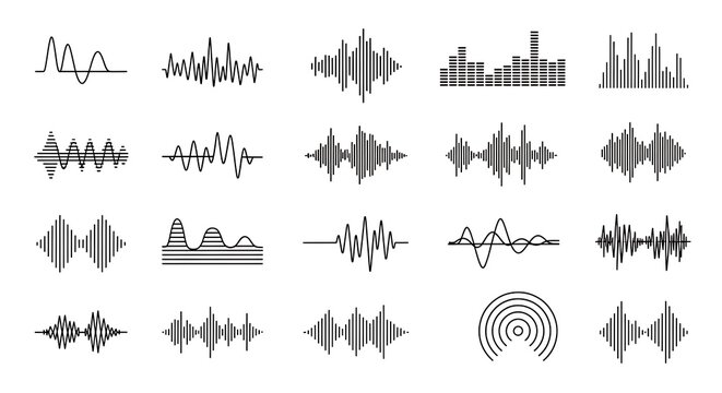 Audio Waveform Visualizations - Diverse Sound Frequency Patterns.