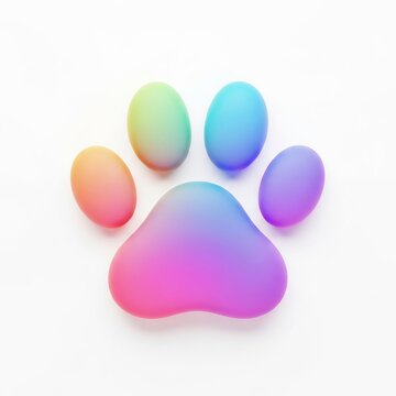A colorful paw print on a white background