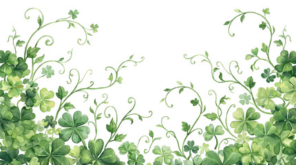 Obraz premium Decorative green clover patterns nature inspired illustration art fresh environment botanical viewpoint celebrating luck and growth
