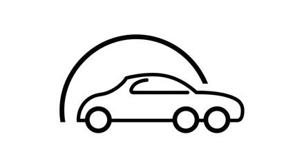 Fototapeta premium Simple outline car icon with an arched roofline, representing transportation and mobility, on an isolated white background.