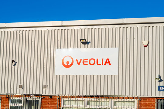 Four Ashes, Staffordshire, UK - April 06 2026: External signage of waste, water and energy service company, Veolia 
