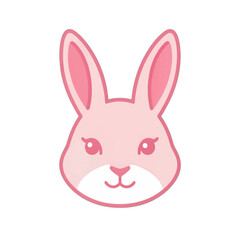 Obraz premium Pink Bunny Vector Icon with Cute Face