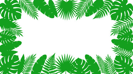 Green tropical leaves border frame. © angguk