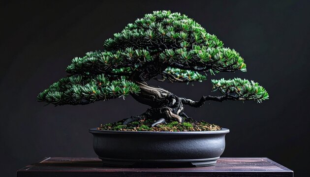 Bonsai tree against dark background