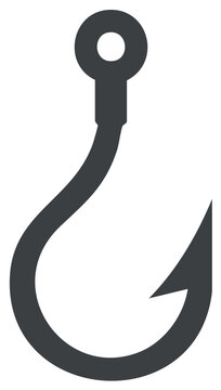 Simple sharp barbed fish hook icon a minimalist vector for angling equipment or sport logo