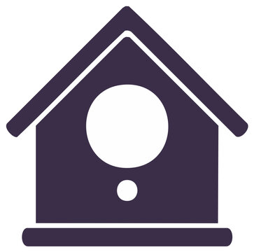 Stylized Birdhouse Icon with Perch and Triangular Roof