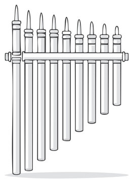 Illustration of a vector pan flute with gradient and outline details.