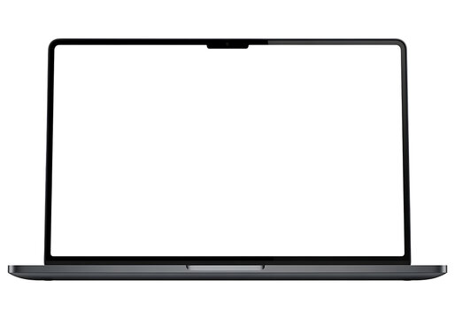 Modern laptop computer with blank white screen isolated on a clean background