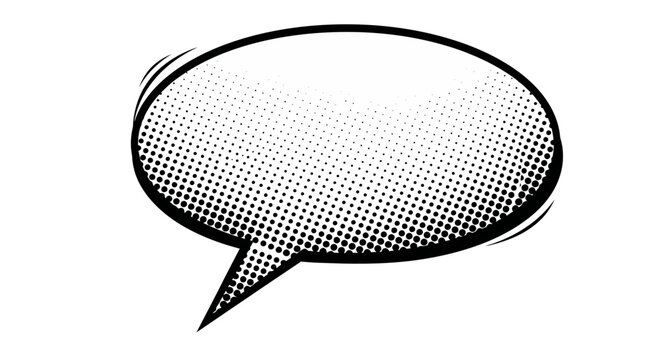 Comic style speech bubble with retro pop art halftone dots