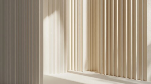 Light creates geometric shadows on textured walls